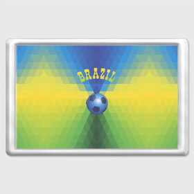 Магнит 45*70 с принтом Бразилия в Курске, Пластик | Размер: 78*52 мм; Размер печати: 70*45 | бразилия | геометрия | игра | кубок | мяч | полигональный | спорт | футбол
