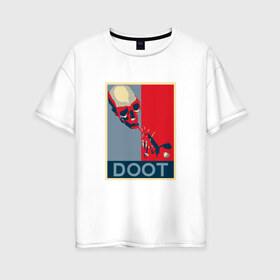 Женская футболка хлопок Oversize с принтом Мистер Дудец в Курске, 100% хлопок | свободный крой, круглый ворот, спущенный рукав, длина до линии бедер
 | skull | trumpet