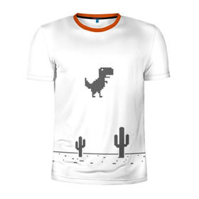 Мужская футболка 3D спортивная с принтом T-rex game в Курске, 100% полиэстер с улучшенными характеристиками | приталенный силуэт, круглая горловина, широкие плечи, сужается к линии бедра | chrome | google | гугл | хром
