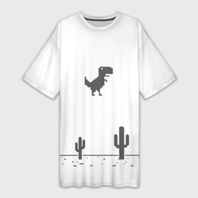 Платье-футболка 3D с принтом T rex game в Курске,  |  | chrome | google | гугл | хром