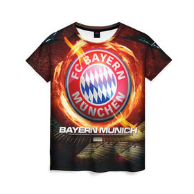 Женская футболка 3D с принтом Bayern в Курске, 100% полиэфир ( синтетическое хлопкоподобное полотно) | прямой крой, круглый вырез горловины, длина до линии бедер | bayern | football | бавария | бундеслига | немецкий чемпионат | футбол