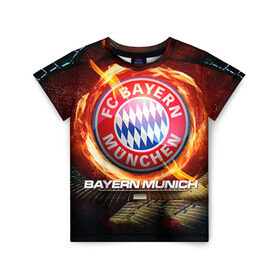 Детская футболка 3D с принтом Bayern в Курске, 100% гипоаллергенный полиэфир | прямой крой, круглый вырез горловины, длина до линии бедер, чуть спущенное плечо, ткань немного тянется | Тематика изображения на принте: bayern | football | бавария | бундеслига | немецкий чемпионат | футбол