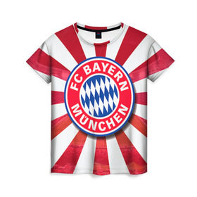 Женская футболка 3D с принтом Bayern в Курске, 100% полиэфир ( синтетическое хлопкоподобное полотно) | прямой крой, круглый вырез горловины, длина до линии бедер | bayern | football | бавария | бундеслига | немецкий чемпионат | футбол