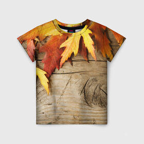 Детская футболка 3D с принтом Золотая осень в Курске, 100% гипоаллергенный полиэфир | прямой крой, круглый вырез горловины, длина до линии бедер, чуть спущенное плечо, ткань немного тянется | дерево | лист | листья | осень