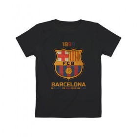 Детская футболка хлопок с принтом Barcelona2 в Курске, 100% хлопок | круглый вырез горловины, полуприлегающий силуэт, длина до линии бедер | barcelona | football | барса | барселона | примера | футбол | чемпионат испании