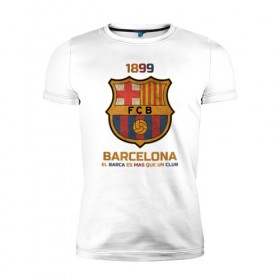 Мужская футболка премиум с принтом Barcelona2 в Курске, 92% хлопок, 8% лайкра | приталенный силуэт, круглый вырез ворота, длина до линии бедра, короткий рукав | barcelona | football | барса | барселона | примера | футбол | чемпионат испании
