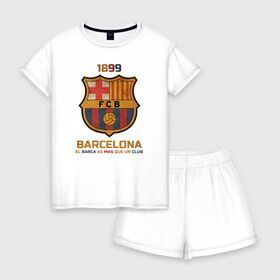 Женская пижама с шортиками хлопок с принтом Barcelona2 в Курске, 100% хлопок | футболка прямого кроя, шорты свободные с широкой мягкой резинкой | barcelona | football | барса | барселона | примера | футбол | чемпионат испании