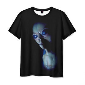 Мужская футболка 3D с принтом Галактический обитатель в Курске, 100% полиэфир | прямой крой, круглый вырез горловины, длина до линии бедер | галактика | звезды | инопланетянин | космос | нло | новинки