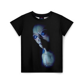 Детская футболка 3D с принтом Галактический обитатель в Курске, 100% гипоаллергенный полиэфир | прямой крой, круглый вырез горловины, длина до линии бедер, чуть спущенное плечо, ткань немного тянется | галактика | звезды | инопланетянин | космос | нло | новинки