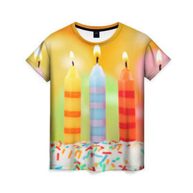 Женская футболка 3D с принтом Цвета радости в Курске, 100% полиэфир ( синтетическое хлопкоподобное полотно) | прямой крой, круглый вырез горловины, длина до линии бедер | арт | новинки | огонь | подарок | радуга | яркие