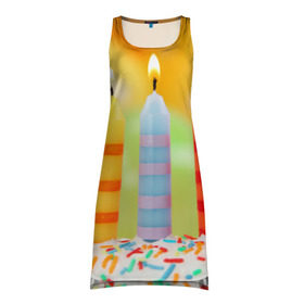 Платье-майка 3D с принтом Цвета радости в Курске, 100% полиэстер | полуприлегающий силуэт, широкие бретели, круглый вырез горловины, удлиненный подол сзади. | арт | новинки | огонь | подарок | радуга | яркие
