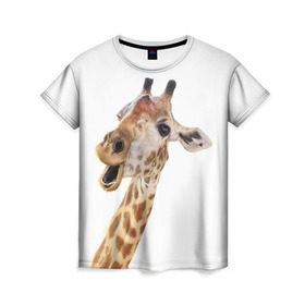 Женская футболка 3D с принтом Жираф VPPDGryphon в Курске, 100% полиэфир ( синтетическое хлопкоподобное полотно) | прямой крой, круглый вырез горловины, длина до линии бедер | luxury | premium | vip | vppdgryphon | жираф | премиум | эксклюзив