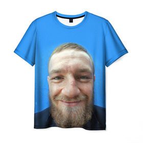 Мужская футболка 3D с принтом Mcgregor smile в Курске, 100% полиэфир | прямой крой, круглый вырез горловины, длина до линии бедер | conor | macgregor | макгрегор