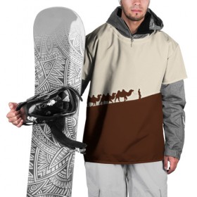 Накидка на куртку 3D с принтом Пустыня в Курске, 100% полиэстер |  | верблюды | коричневый