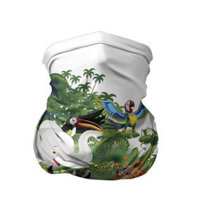 Бандана-труба 3D с принтом Веселые джунгли в Курске, 100% полиэстер, ткань с особыми свойствами — Activecool | плотность 150‒180 г/м2; хорошо тянется, но сохраняет форму | животные | зоо | новинки | пальма | парк | яркие