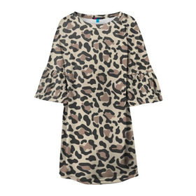 Детское платье 3D с принтом Шкура леопарда 3 в Курске, 100% полиэстер | прямой силуэт, чуть расширенный к низу. Круглая горловина, на рукавах — воланы | африка | дикие | животные | леопард