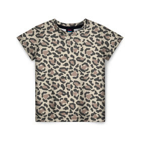 Детская футболка 3D с принтом Шкура леопарда 3 в Курске, 100% гипоаллергенный полиэфир | прямой крой, круглый вырез горловины, длина до линии бедер, чуть спущенное плечо, ткань немного тянется | африка | дикие | животные | леопард