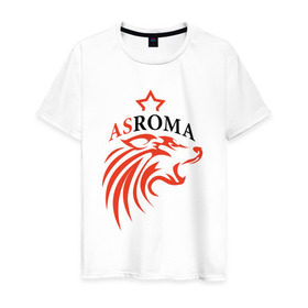 Мужская футболка хлопок с принтом AS Roma в Курске, 100% хлопок | прямой крой, круглый вырез горловины, длина до линии бедер, слегка спущенное плечо. | roma | фк «рома»