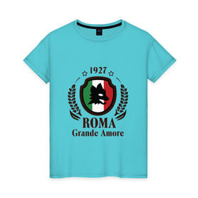 Женская футболка хлопок с принтом AS Roma в Курске, 100% хлопок | прямой крой, круглый вырез горловины, длина до линии бедер, слегка спущенное плечо | roma | фк «рома» grand amore