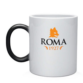 Кружка хамелеон с принтом AS Roma в Курске, керамика | меняет цвет при нагревании, емкость 330 мл | Тематика изображения на принте: 1927 | roma | фк «рома»