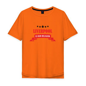 Мужская футболка хлопок Oversize с принтом Liverpool в Курске, 100% хлопок | свободный крой, круглый ворот, “спинка” длиннее передней части | ливерпуль