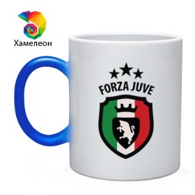 Кружка хамелеон с принтом Forza Juventus в Курске, керамика | меняет цвет при нагревании, емкость 330 мл | forza | juventus | футбол
