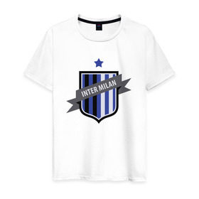 Мужская футболка хлопок с принтом Inter Milan в Курске, 100% хлопок | прямой крой, круглый вырез горловины, длина до линии бедер, слегка спущенное плечо. | Тематика изображения на принте: interista | футбол