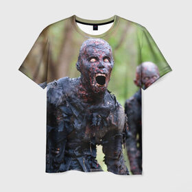 Мужская футболка 3D с принтом Zombie в Курске, 100% полиэфир | прямой крой, круглый вырез горловины, длина до линии бедер | walking dead | zombie | зомби | ходячие мертвецы