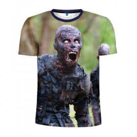 Мужская футболка 3D спортивная с принтом Zombie в Курске, 100% полиэстер с улучшенными характеристиками | приталенный силуэт, круглая горловина, широкие плечи, сужается к линии бедра | walking dead | zombie | зомби | ходячие мертвецы