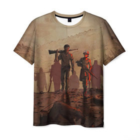 Мужская футболка 3D с принтом Walking Dead в Курске, 100% полиэфир | прямой крой, круглый вырез горловины, длина до линии бедер | Тематика изображения на принте: 