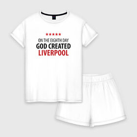 Женская пижама с шортиками хлопок с принтом Liverpool в Курске, 100% хлопок | футболка прямого кроя, шорты свободные с широкой мягкой резинкой | ливерпуль