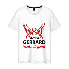 Мужская футболка хлопок с принтом Steven Gerrard в Курске, 100% хлопок | прямой крой, круглый вырез горловины, длина до линии бедер, слегка спущенное плечо. | 