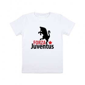 Детская футболка хлопок с принтом Forza Juventus в Курске, 100% хлопок | круглый вырез горловины, полуприлегающий силуэт, длина до линии бедер | juventus | ювентус