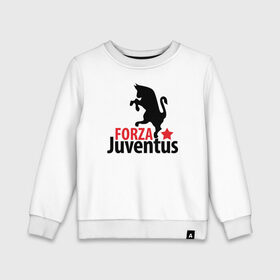 Детский свитшот хлопок с принтом Forza Juventus в Курске, 100% хлопок | круглый вырез горловины, эластичные манжеты, пояс и воротник | juventus | ювентус
