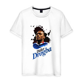 Мужская футболка хлопок с принтом Didier_Drogba в Курске, 100% хлопок | прямой крой, круглый вырез горловины, длина до линии бедер, слегка спущенное плечо. | дидье дрогба | челси