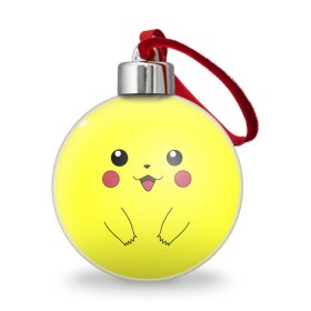 Ёлочный шар с принтом Пикачу в Курске, Пластик | Диаметр: 77 мм | pokemon | pokemon go | анимэ | пикачу | покемон гоу | покемоны
