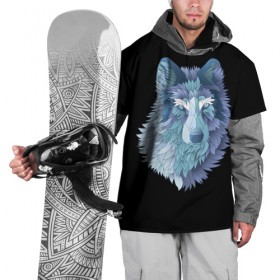 Накидка на куртку 3D с принтом Седой волк в Курске, 100% полиэстер |  | Тематика изображения на принте: взгляд | волк | животные | лес | охота | природа | хищник
