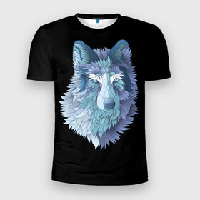 Мужская футболка 3D спортивная с принтом Седой волк в Курске, 100% полиэстер с улучшенными характеристиками | приталенный силуэт, круглая горловина, широкие плечи, сужается к линии бедра | взгляд | волк | животные | лес | охота | природа | хищник