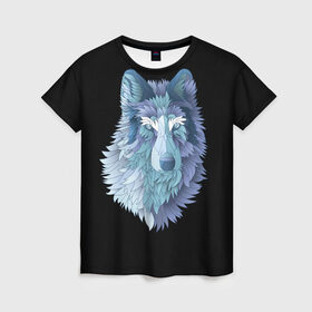 Женская футболка 3D с принтом Седой волк в Курске, 100% полиэфир ( синтетическое хлопкоподобное полотно) | прямой крой, круглый вырез горловины, длина до линии бедер | взгляд | волк | животные | лес | охота | природа | хищник