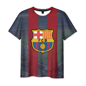 Мужская футболка 3D с принтом Barcelona в Курске, 100% полиэфир | прямой крой, круглый вырез горловины, длина до линии бедер | 