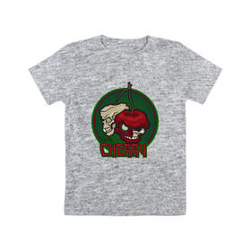 Детская футболка хлопок с принтом ЗомбиВишня в Курске, 100% хлопок | круглый вырез горловины, полуприлегающий силуэт, длина до линии бедер | арт | веган | вишня | зомби | мультик | овощи | хэллоуин | череп