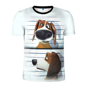 Мужская футболка 3D спортивная с принтом Разыскивается пёс в Курске, 100% полиэстер с улучшенными характеристиками | приталенный силуэт, круглая горловина, широкие плечи, сужается к линии бедра | dog | fast furry | бигль | большой собачий побег | мартин | мультфильм | оззи | побег | свободу разношерстным | собака