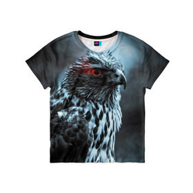 Детская футболка 3D с принтом Ночной орёл в Курске, 100% гипоаллергенный полиэфир | прямой крой, круглый вырез горловины, длина до линии бедер, чуть спущенное плечо, ткань немного тянется | глаз | крылья | орёл | пернатые | перья | природа | птица