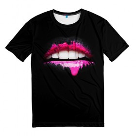 Мужская футболка 3D с принтом Гламур в Курске, 100% полиэфир | прямой крой, круглый вырез горловины, длина до линии бедер | губная помада | губы | девушка | девушки рулят | зубы | любовь | прикол