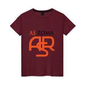 Женская футболка хлопок с принтом AS Roma в Курске, 100% хлопок | прямой крой, круглый вырез горловины, длина до линии бедер, слегка спущенное плечо | фк рома