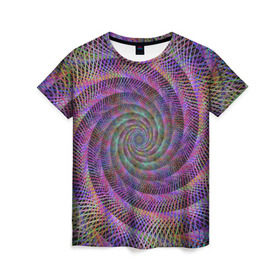 Женская футболка 3D с принтом Спираль в Курске, 100% полиэфир ( синтетическое хлопкоподобное полотно) | прямой крой, круглый вырез горловины, длина до линии бедер | абстракция | арт | гипноз | кислота | спираль
