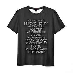 Мужская футболка 3D с принтом Американская история ужасов в Курске, 100% полиэфир | прямой крой, круглый вырез горловины, длина до линии бедер | horror | американская история ужасов | асалум | отель | роанок | сериалы | ужасы | фрик шоу