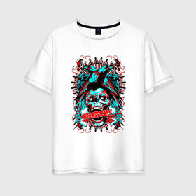 Женская футболка хлопок Oversize с принтом Анархия в Курске, 100% хлопок | свободный крой, круглый ворот, спущенный рукав, длина до линии бедер
 | anarchy | skull | ворон