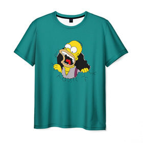 Мужская футболка 3D с принтом Alien-Homer в Курске, 100% полиэфир | прямой крой, круглый вырез горловины, длина до линии бедер | simpsons