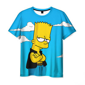 Мужская футболка 3D с принтом Барт Симпсон в Курске, 100% полиэфир | прямой крой, круглый вырез горловины, длина до линии бедер | simpsons